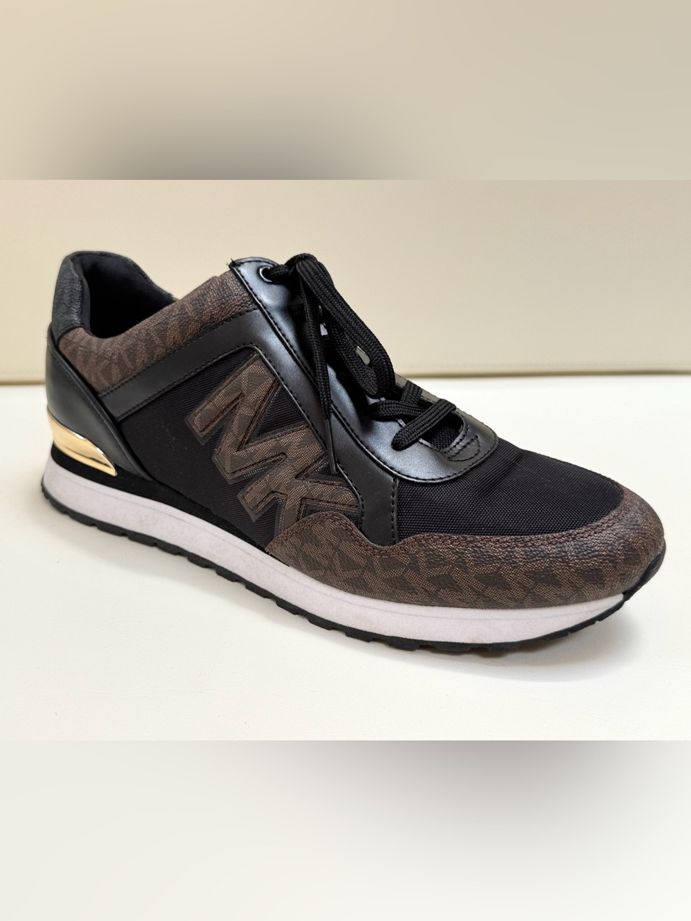 MICHAEL Michael Kors Maddy Trainers Sneakers 11 Logo Print Canvas EUC